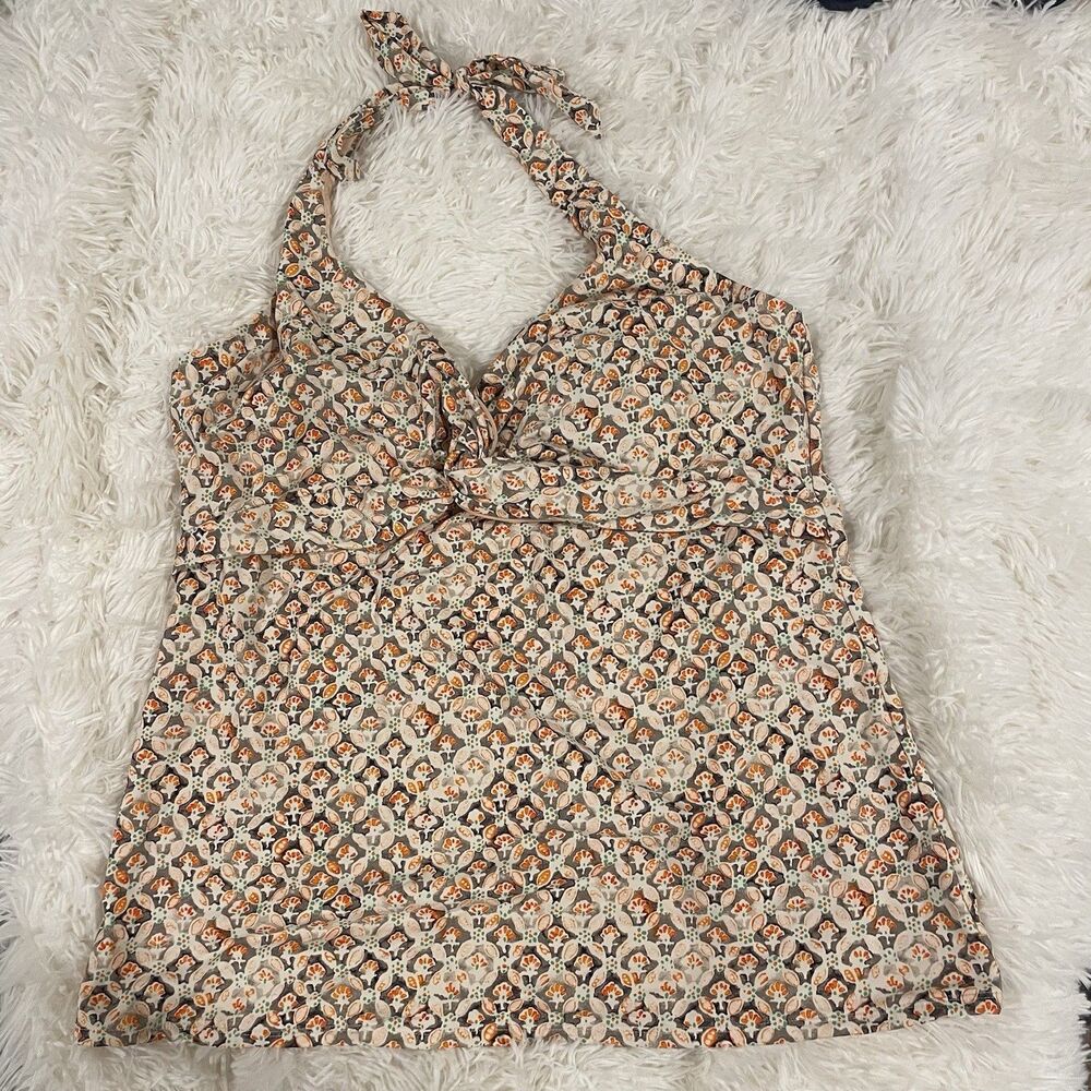 GARNET HILL Swimwear 2 PC Women's Swim Skirt Skort TANK Tan Print 18 Floral